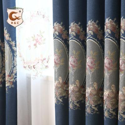 China Blackout Cotton And Flower Pattern Embroidered American Blackout Curtains Country Blackout Curtain Canvas Fabric for sale