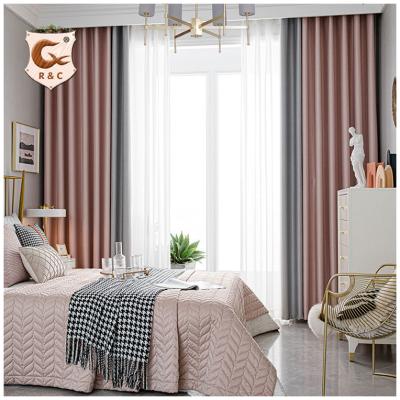 China Blackout Fashionable Simple Pure Color Curtain Fabric Crystal Bright Three Blackout Thickening Home Improvement Project Stitching Curtains for sale