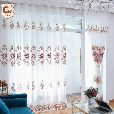 China High End Cheap Comfortable Touch Blackout Embroidery Gauze Curtain for sale