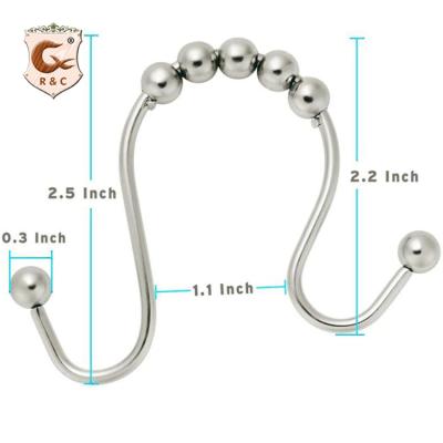 China 2021 Minimalist Bathroom Curtain Accessories Live Buckle Five-Bead Hook, Plated Metal Hook Rod Curtain for sale