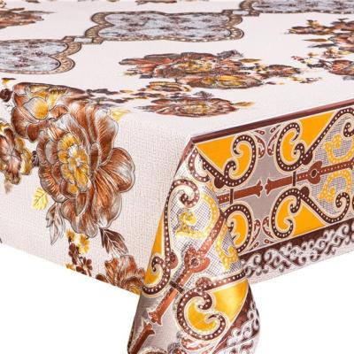 China Yiwu factory wholesale waterproof luxury water proof printed pvc linen tablecloth made in china for sale