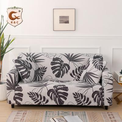 China Hot Sale Sofa Cover Banana Leaf Pattern Printed Polyester Knitted Washable Sofa Cover Customized Multi-seater for sale