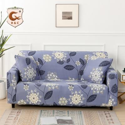 China Hot Sale Wholesale Knitted Custom Printed Sofa Cover Flower Pattern Multi-Seater Cover Polyester For Sofa for sale