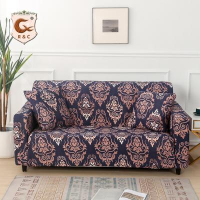 China Hot Sale Polyester Printed Three-Seat Cheap Knitted Stretch Sofa Cushion Cover Bohemian Style Sofa Cover for sale