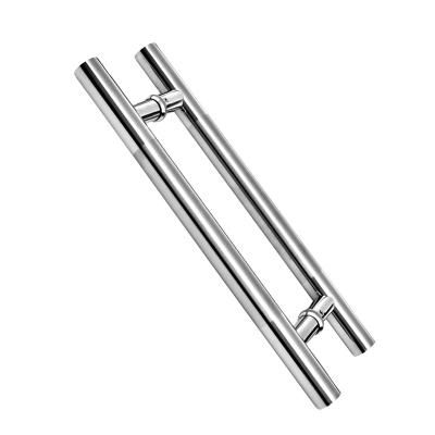 China Easy Installation And Durable Wholesale Round Tube Stainless Steel Ladder Pull Handle H Shape Glass Door Handle Stainless Steel for sale