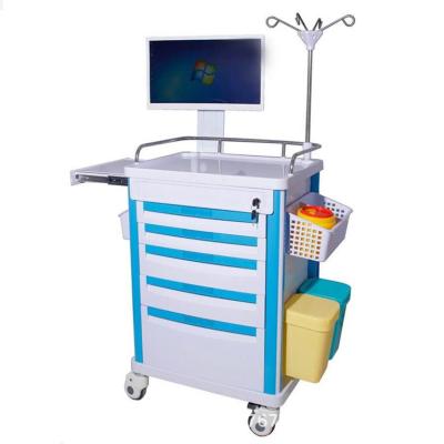 China Factory sales plastic round wireless mobile carts, nurses station control carts, ABS remote smart carts for sale