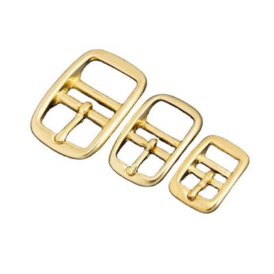 China Custom Solid Brass Buckles Double Bar Buckle Dog Collar Hardware Pin Belt Buckle Solid Brass for sale