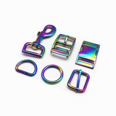 China Quick Release Rainbow Color Dog Collar Accessories Metal Logo Quick Release Buckle Custom Made For Dog Collar for sale