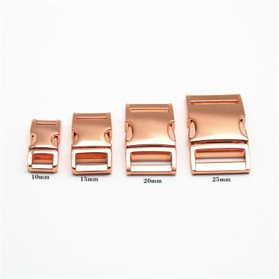 China Rose Gold Curve Metal Buckle Quick Version Metal Side Buckle Rose Gold Backpack Strap Buckle For Bag for sale