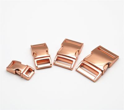 China Personalized 25mm/38mm Quick Release Collar Buckle Rose Gold Thin Side Release Buckle For Dog Collar for sale