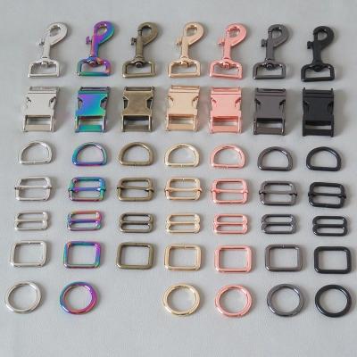 China Custom 10mm/15mm/20mm/25mm/38mm/50mm Dog Collar Metal Buckle Set Pet Collar Hardware for sale