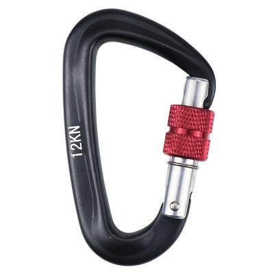 China Factory Stocked Wholesale High Quality Aluminum Alloy 12KN Locking Carabiner Upright Carabiner for sale