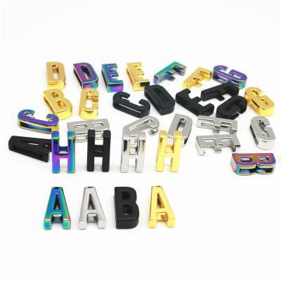 China 26pcs/set Full Viable Slider Strap Metal Letter Slider A-Z Alphabet Initial Letter Charms Buckle For Pet Collar Strap Decoration for sale