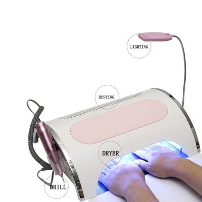 China New Professional Plastic Premium Beauty Salon 6 in 1 Desktop Multifunctional Nail Lamp 35000 Nail Drill Machine with Dust Collector for sale