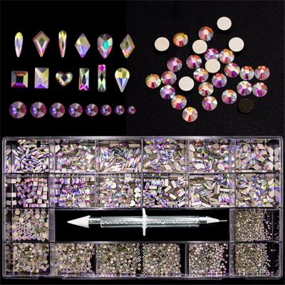 China Multi Nail Art Fancy Rhinestone Crystal Stone Decoration Design Flatback Glass Shape Professional Grade Metal Size for sale