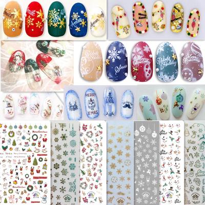 China Hot Designer Glass Celebrity Mickey Mouse Nail Stickers Decals Christmas Style Waterslide Nail Decal Snowflake for sale