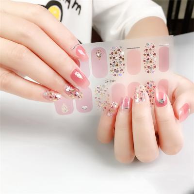 China Washable Nail Art Designs by Daisy Nail Polish Sticker Self-Adhesive 3D Diamond Nail Art Decals Strips Factory Direct Plastic Full Wraps for sale