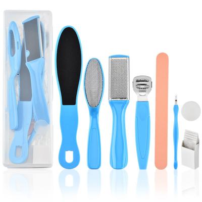 China Wooden Professional Pedicure Rasp Foot File Cracked Skin Grains 8PCS Callus Remover Set for sale