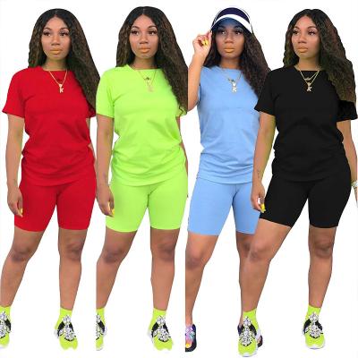 China 2021 Summer Women's Clothing LDDRESS Solid Color Set Fashion QUICK DRY Two Piece Set Plus Size 2 Piece Set for sale