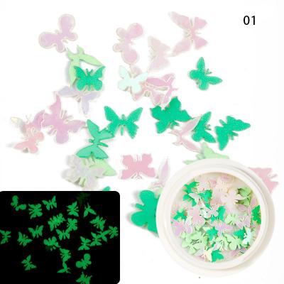 China High Quality Dry Nail DIY Art Decoration Luminous Butterfly Nail Art Nail Art 3D Flowers Sticker for sale