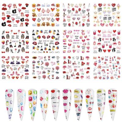 China 2020 Wholesale Valentine Nail Sticker Valentine Nail Art Decoration Paper Stickers for sale