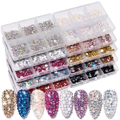 China Nail Art Jewerly Accessory Diy Rhinestones Art Space Box Set Newest Flat ab Crystal Mix Size 6 Nail Beauty for sale