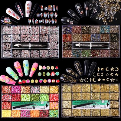 China New mix nail salon nail art package nail art crystal rhinestone decoration set glass rhinestone for sale