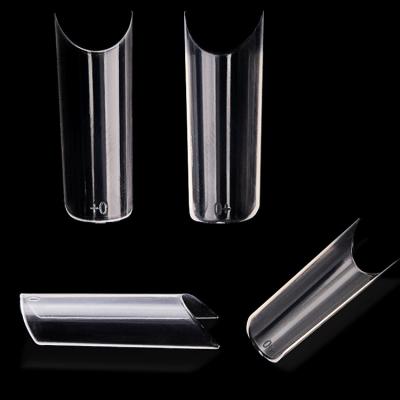 China Wholesale 2020 Newest Design Extra Long Curved C Shape 550 Pcs / Clear Bag Half-cover False Nail Tips for sale