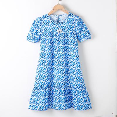 China Fashion / Casual Modern Design Short Sleeve Cute Print Girls' Long Dresses Children's Dress for sale