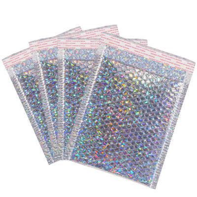 China Water Proof Holographic Silver Bubble Envelope Shockproof Padded Mailing Mailing Bags Makeup Delivery Bag for sale