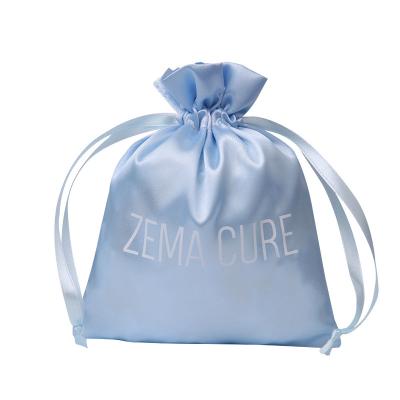 China Reusable Satin Gift Bags Jewelry Drawstring Pouch Wedding Favor Bags Baby Shower Silk Bags with Custom Logo for sale