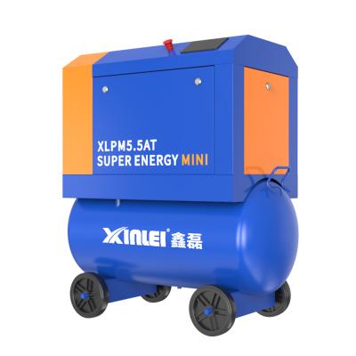 China Lubricated XLPM5.5AT 4kw 5.5HP Mini Mobile Type Screw Compressor With Wheels for sale