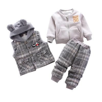 China Baby Anti-Shrinkage Suit Set Gentleman Baby Clothes Boy Suit Vest Pants 3 Pieces Sets Warm Winter Velvet Sweatshirt for sale