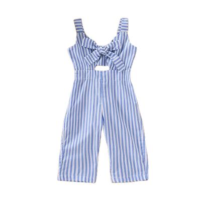 China Girl QUICK DRY Summer Kids Overall Pants For 2-6Years Fashion Kids Overall Pants Blue Pink Striped Overall With Bow Toddler Overalls for sale