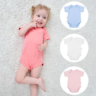 China Organic Short Sleeve 100% Cotton Infant Baby One Piece Jumpsuits Unisex Outfits Clothes Single Babies Infants Boy's Rompers for sale