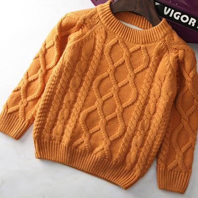 China Winter Anti-pilling Children's Clothing Pullover Thick Crewneck Knitted Sweaters Twist Fleece Knitted Sweaters for sale