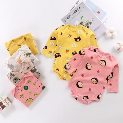 China Cotton Summer Rise Newborn Rompers Long Sleeve Cotton Overalls Baby Girls Boys Clothes Cute Cartoon Print Jumpsuit for sale