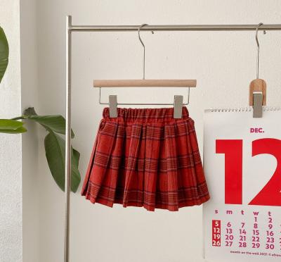 China Girls Mini Skirts Cotton Plaid Short Autumn Skirt England Style Fashion Check Breathable Red Print Pleated Stretch Skirt for sale