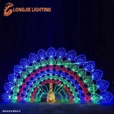 China Steel rebar+paint+rope light led beautiful animal light peacock 2d pattern light for holiday or outdoor festival decoration project for sale