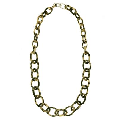 China Custom Made Eco-Friendly Lucite Necklace Women Tortoise Shell Cellulose Acetate Resin Tortoiseshell Glass Acrylic Chain Link Chain CLASSIC for sale