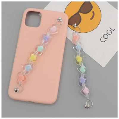 China Mix Fashion Cute Color Heart Chains Mobile Phone Candy Color Acrylic Jewelry Chain Link DIY Making Key Chain Phone Case Decoration For Girl for sale