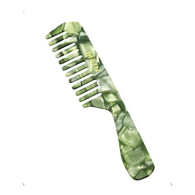 China Custom Handmade Daily Use Beard Hair Comb Wide Tooth Comb For Men And Women Tortoiseshell Cellulose Acetate Comb Wholesale With Handle for sale