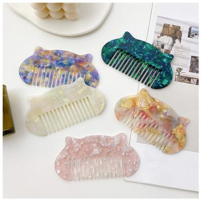 China High Quality Stylish Wide Hair Decoration Cat Shape Teeth Acetate Resin Hair Comb For Woman Fashion Jewelry Wholesale Factory Custom Made Accessory for sale