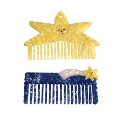 China Light-Styling Acetic Acid Hair Brush Styling Comb Star Shape Acetate Hair Comb Soft Detangling Comb Acrylic Hair Comb for sale