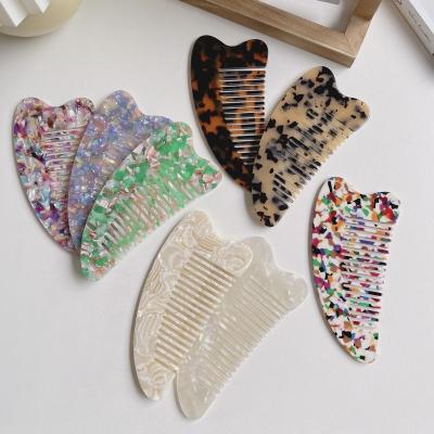 China Wholesale Custom Wide Resin Tortoiseshell Resin Hair Tooth Hair Accessory Handmade Acetate Harp Shaped Comb For Women Girls for sale