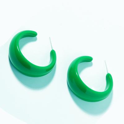 China Trendy simple green women simple green circles women fashion lucite acrylic cellulose acetate large transparent earring for sale