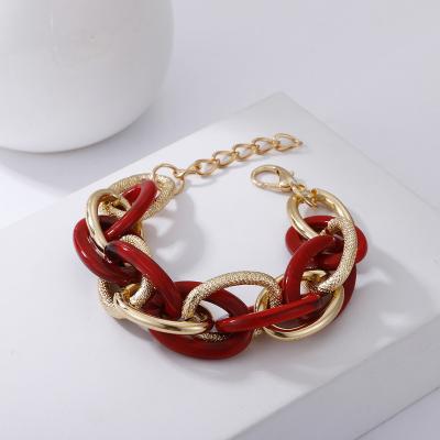 China 2023 Vintage Leopard CLASSIC Metal Resin Acrylic Chain Bracelets For Women Fashion Punk Chunky Bracelet Bangle Female Jewelry for sale