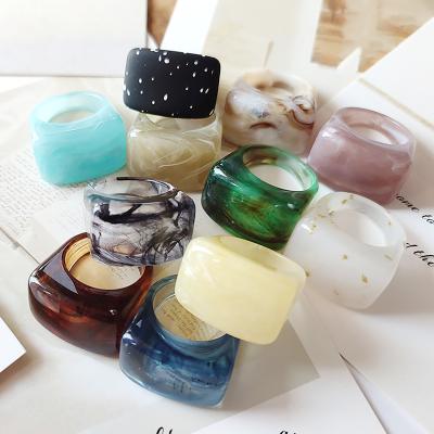 China Other New Fashion Colorful Transparent Acrylic Ring Irregular Marble Pattern Resin Design Personality For Unisex Accessories for sale