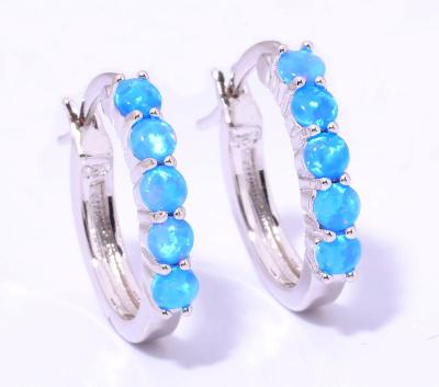 China TRENDY 925 Sterling Silver Small Dainty Opal Pearl Earring Minimalist Gift For Women Fire Opal Huggie Hoop Earring Wholesale for sale