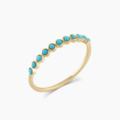 China Multi-size CLASSIC jewelry 925 sterling silver round shape stackable cabochon turquoise center stone ring party gift ring wholesale for sale